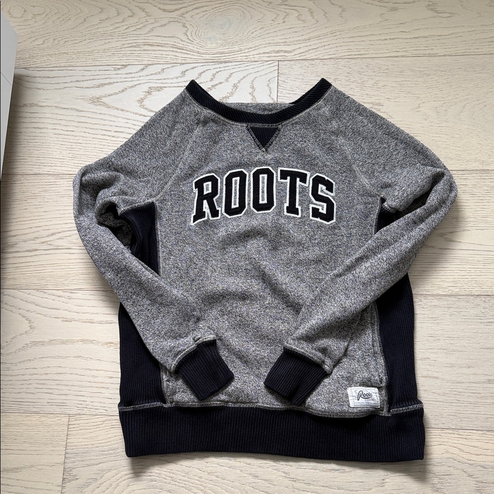 Roots Charcoal and Black Crewneck